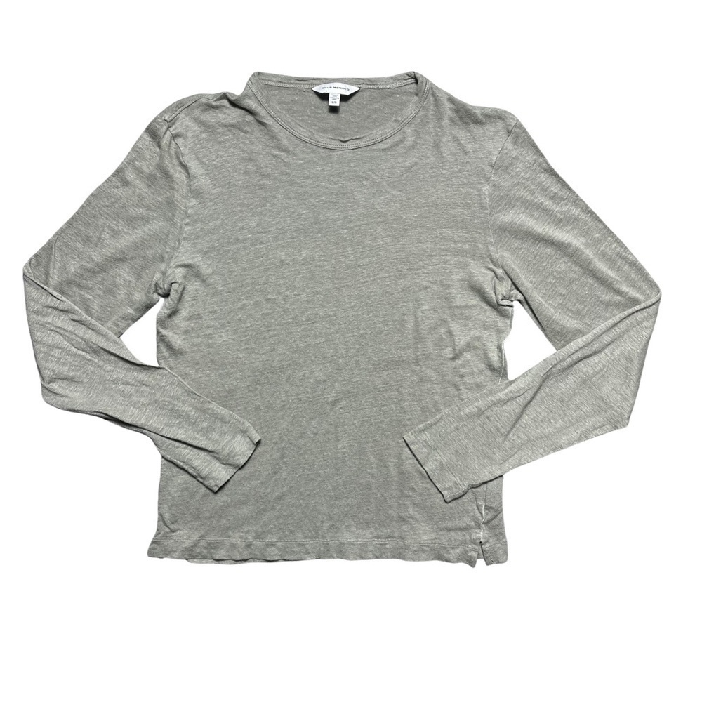Club Monaco Gray Long Sleeve Linen Tee L
